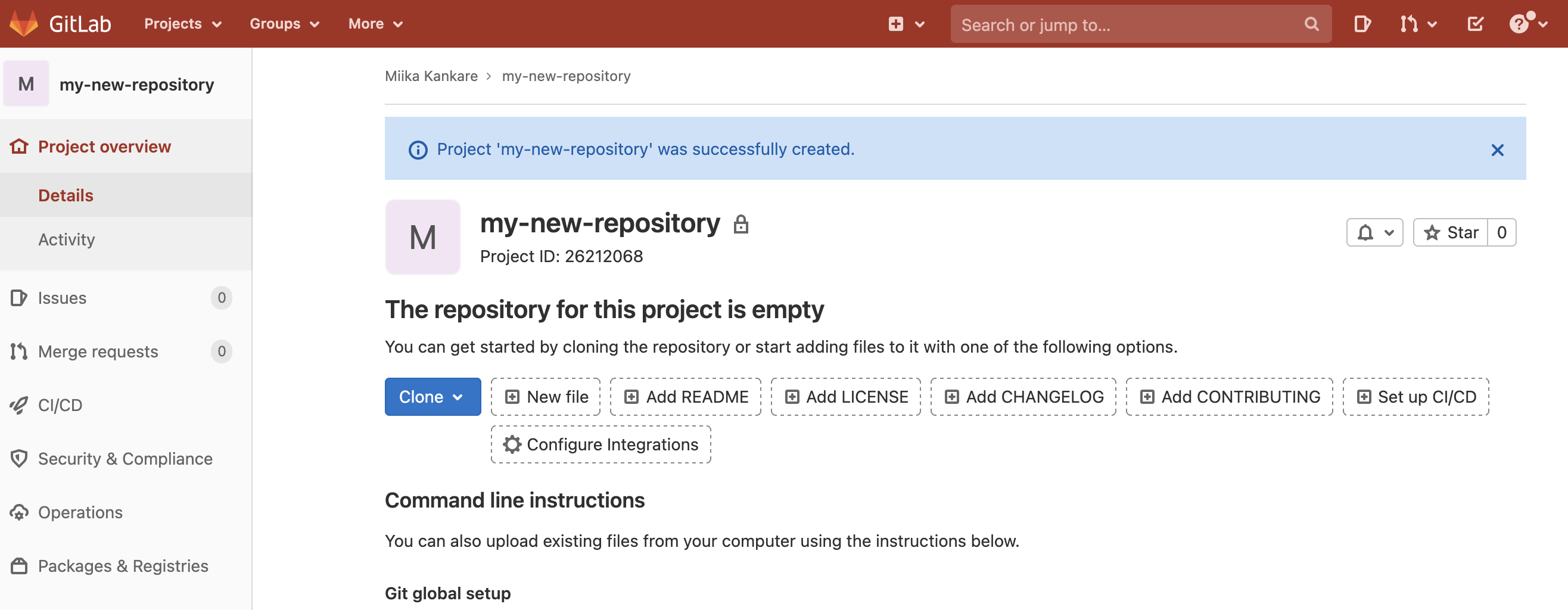 GitLab New Repository